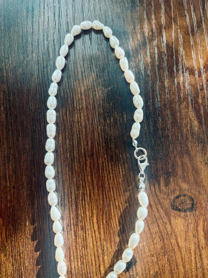 Freshwater Pearl Necklace Set, Sterling Silver Clasp, Hand-Strung preview 3