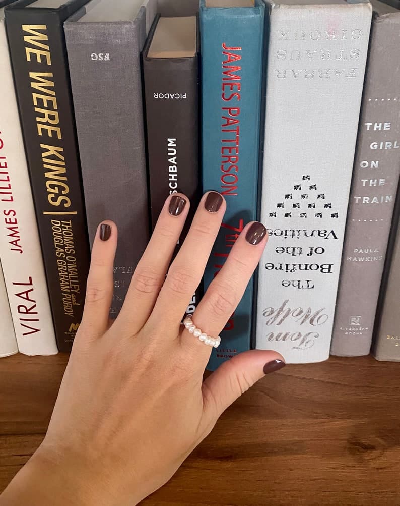 Tiny Seed Freshwater Pearl Ring • Handmade Beaded Elastic Ring, Knot-Free