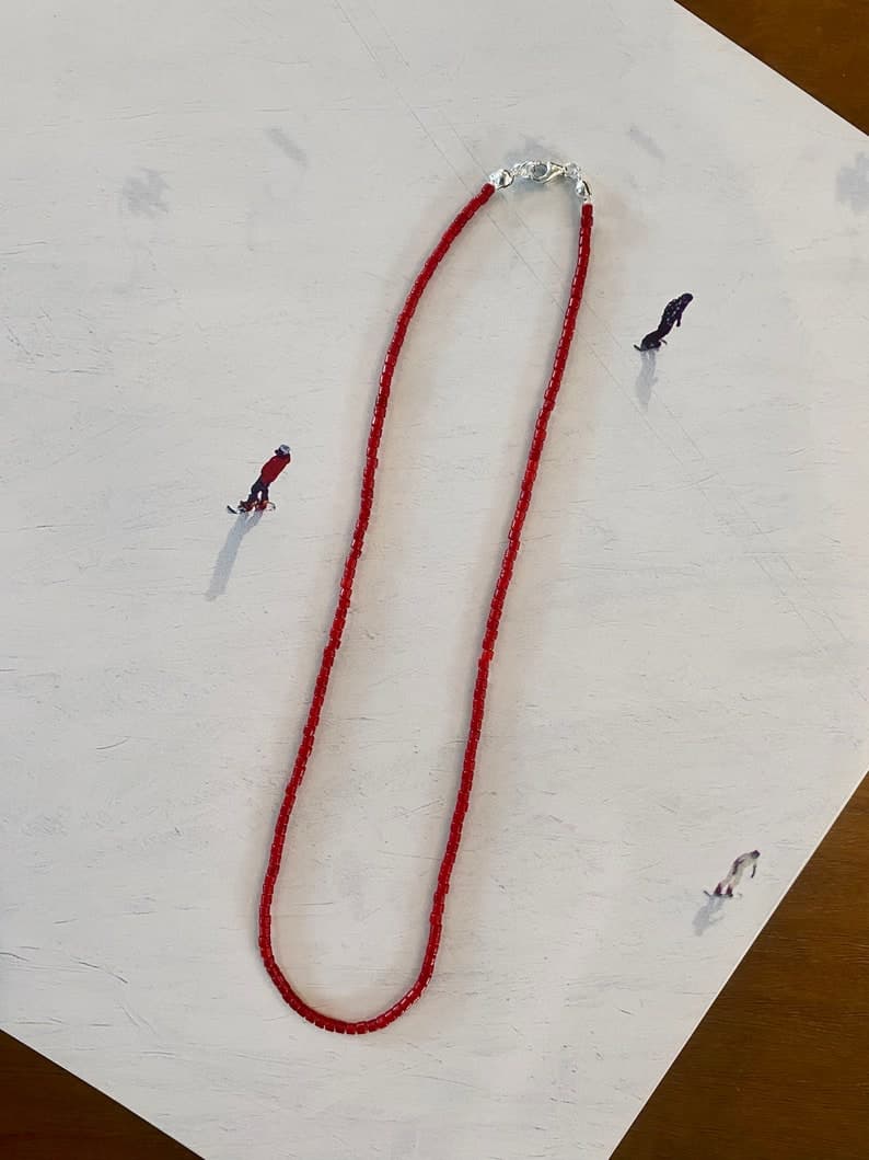Red Coral Choker Necklace, 925 Sterling Silver Clasp, Handmade Jewelry preview 3