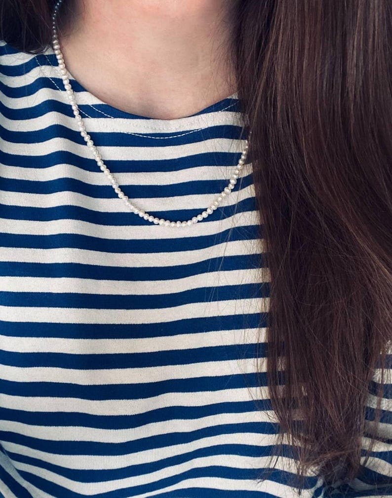 Tiny Seed Freshwater Pearl Necklace, Sterling Silver Clasp