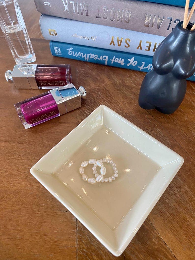 Freshwater Pearl Ring Set, Handmade Beaded Elastic Rings, Knot-Free preview 2