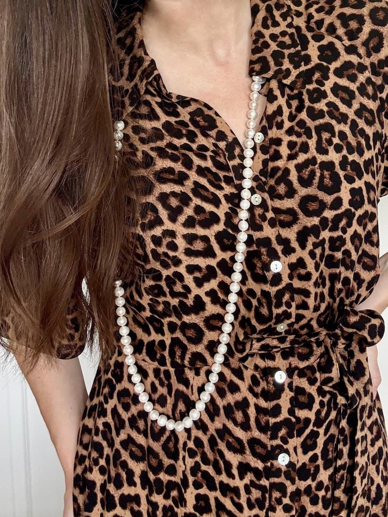 Large Freshwater Pearl Long Necklace, Pearl Strand, Hand-Knotted, Sterling Silver Clasp preview 2