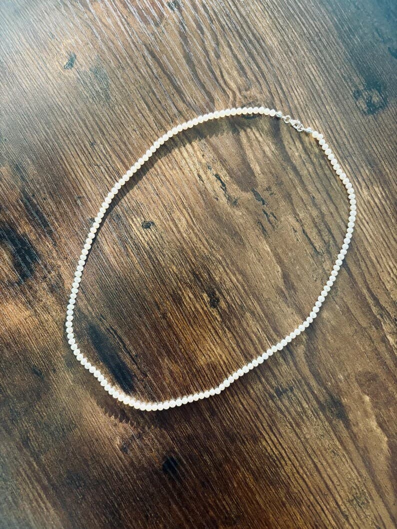 Tiny Seed Freshwater Pearl Necklace, Sterling Silver Clasp preview 2